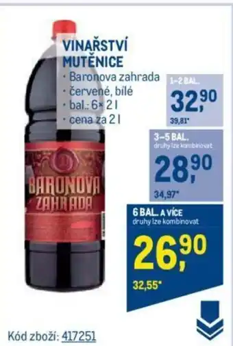 Makro VINAŘSTVÍ MUTĚNICE nabídka