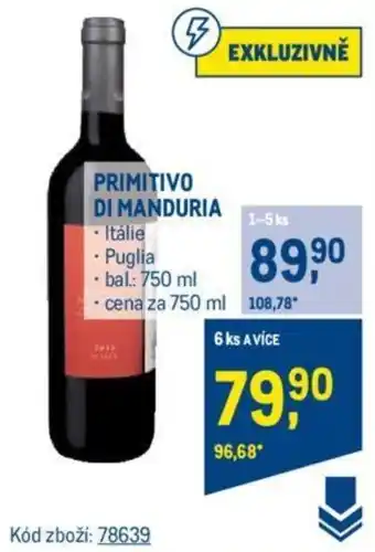 Makro PRIMITIVO DI MANDURIA nabídka