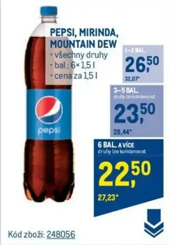 Makro PEPSI, MIRINDA, MOUNTAIN DEW nabídka