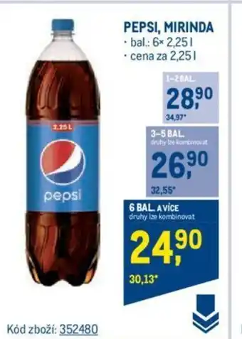 Makro PEPSI, MIRINDA nabídka