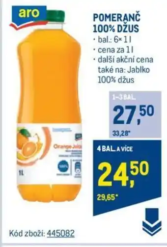 Makro POMERANČ 100% DŽUS nabídka
