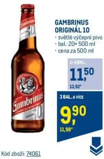 Makro GAMBRINUS ORIGINÁL 10 nabídka