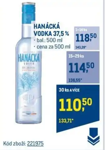 Makro HANÁCKÁ VODKA 37,5% nabídka