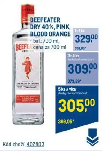 Makro BEEFEATER DRY 40%, PINK, BLOOD ORANGE nabídka