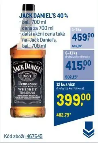 Makro JACK DANIEL'S 40% nabídka