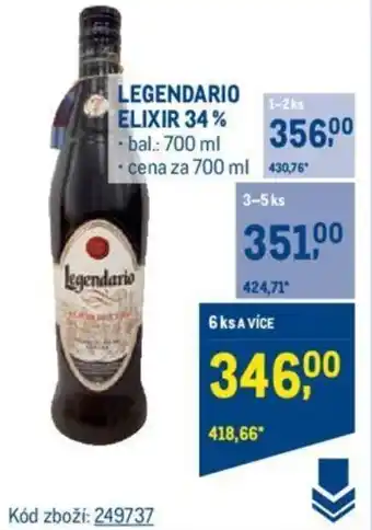 Makro LEGENDARIO ELIXIR 34% nabídka