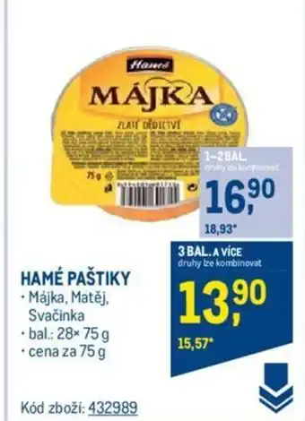 Makro HAMÉ PAŠTIKY nabídka