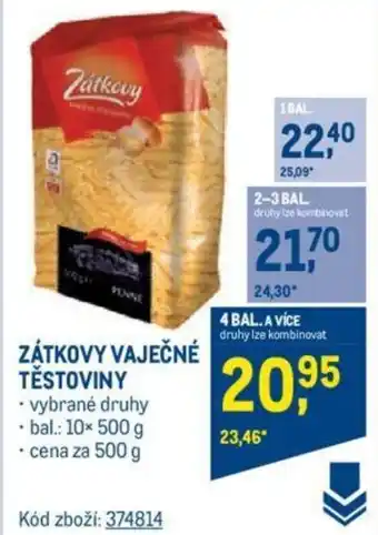 Makro ZÁTKOVY VAJEČNÉ TĚSTOVINY nabídka