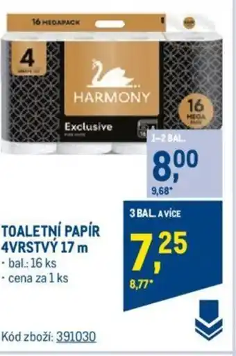 Makro TOALETNÍ PAPÍR 4VRSTVÝ 17 m nabídka