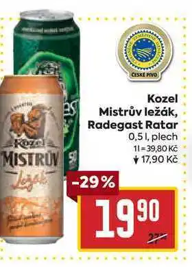 Billa Radegast Ratar 0,5l, plech nabídka