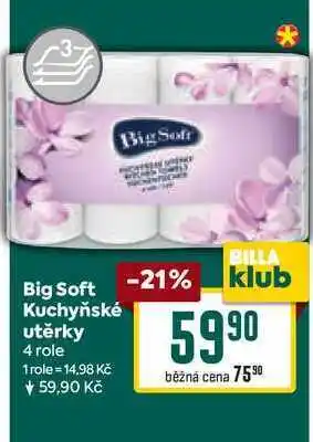 Billa Big Soft Kuchyňské utěrky 4 role nabídka