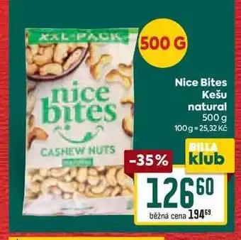 Billa Nice Bites Kešu natural 500 g nabídka