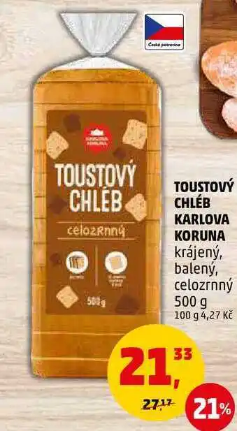 Penny Market TOUSTOVÝ CHLEB KARLOVA KORUNA, 500 g nabídka