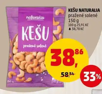 Penny Market KEŠU NATURALIA pražené solené, 150 g nabídka