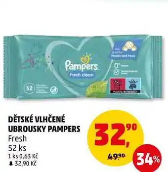 Penny Market DĚTSKÉ VLHČENÉ UBROUSKY PAMPERS Fresh, 52 ks nabídka