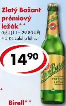 CBA Zlatý Bažant prémiový ležák, 0,5 l nabídka
