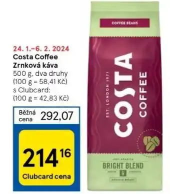 Tesco Costa Coffee Zrnková káva 500 g. nabídka