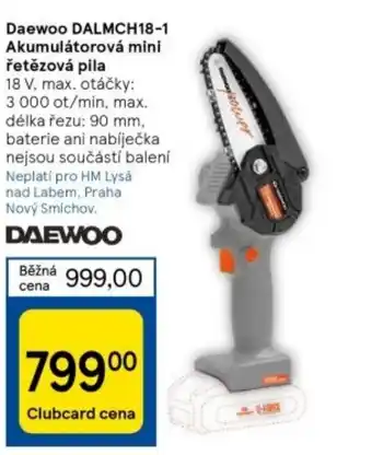 Tesco Daewoo DALMCH18-1 Akumulátorová mini řetězová pila nabídka