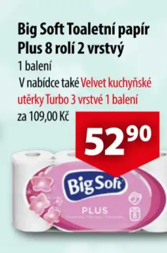 CBA Big Soft Toaletní papír Plus 8 rolí 2 vrstvý nabídka