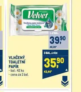 Makro Velvet vlhčený toaletní papír nabídka