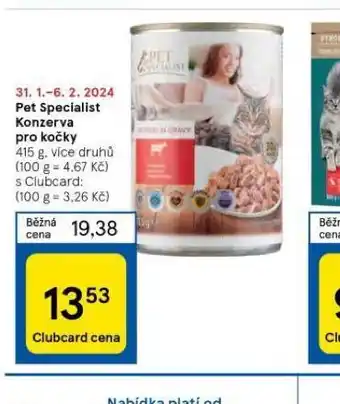 Tesco Pet specialist konzerva pro kočky nabídka