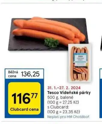 Tesco Vídeňské párky nabídka