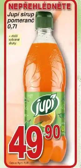 Hruška Jupí sirup pomeranč nabídka