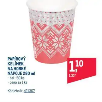 Makro PAPÍROVÝ KELÍMEK NA HORKÉ NÁPOJE 280 ml nabídka