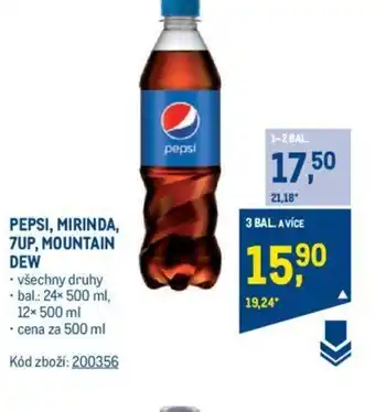 Makro PEPSI, MIRINDA, 7UP, MOUNTAIN DEW nabídka