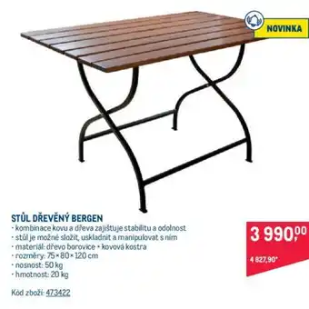 Makro STŮL DŘEVĚNÝ BERGEN nabídka