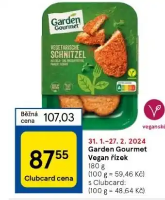 Tesco Garden Gourmet vegan rizek nabídka