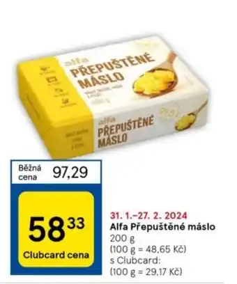 Tesco Alfa Přepuštěné máslo 200 g nabídka