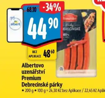 Albert Albertovo uzenářství Premium Debrecínské párky nabídka