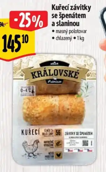 Albert Kuřecí závitky se špenátem a slaninou nabídka