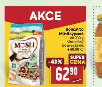 Billa Bonavita müsli sypané nabídka
