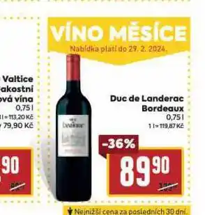 Billa Duc de landerac bordeaux nabídka