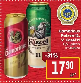 Billa Gambrinus Patron 12, V. Kozel 11 0,5L nabídka