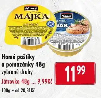 Qanto Hamé paštiky a pomazánky 48g nabídka