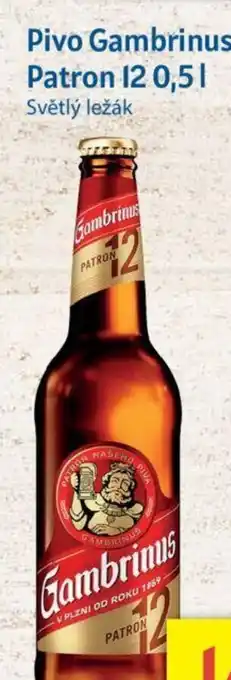 Kubík potraviny Pivo Gambrinus Patron 12 0,5L nabídka
