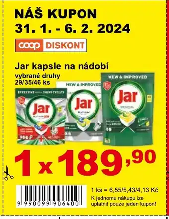 COOP DISKONT Jar kapsle na nádobí nabídka