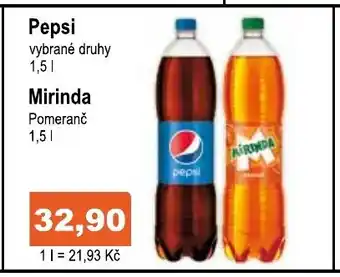 COOP DISKONT Pepsi, Mirinda nabídka