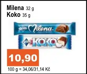 COOP DISKONT Milena 32 g Koko 35 g nabídka