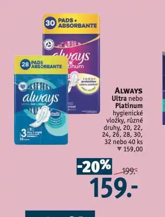 Rossmann Always dámské vložky nabídka