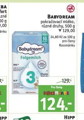 Rossmann Babydream pokračovací mléko nabídka