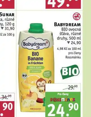 Rossmann Babydream bio ovocná šťáva nabídka