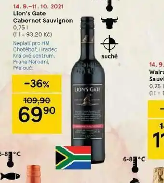 Tesco Lion´s gate cabernet sauvignon nabídka