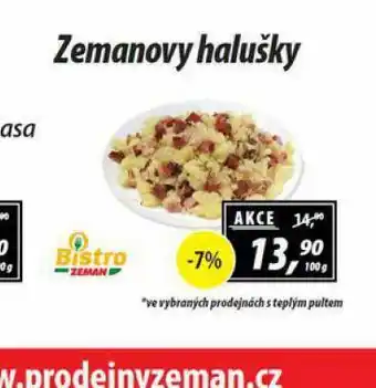 ZEMAN Zemanovy halušky nabídka