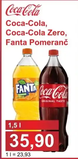 PLUS JIP Coca-Cola, Coca-Cola Zero, Fanta Pomeranč 1.5L nabídka