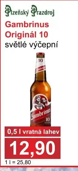 PLUS JIP Gambrinus Originál 10 světlé výčepní 0.5L nabídka