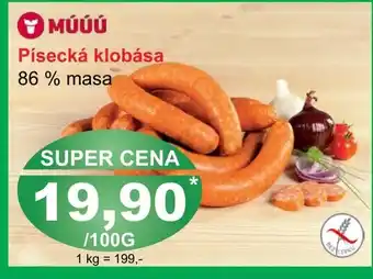 PLUS JIP Písecká klobása 86 % masa nabídka